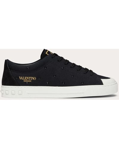 Valentino Garavani Cityplanet Sneaker In Sustainable Canvas And Recycled Nylon Studs - White
