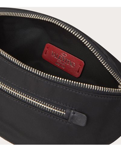 Valentino Garavani Mini Nylon Belt Bag With Vltn Straps - Black