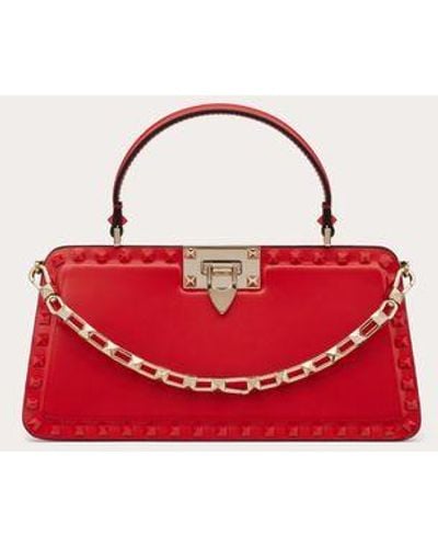 Valentino Garavani SAC À MAIN ROCKSTUD EN CUIR DE VEAU - Rouge