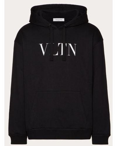 Valentino Hooded Sweatshirt With Vltn Print - Black