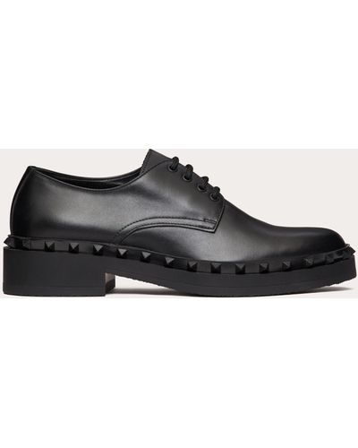 Valentino Garavani M-way Rockstud Derby In Calfskin - Black