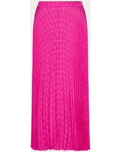 Valentino Toile Iconographe Jacquard Silk Skirt - Pink