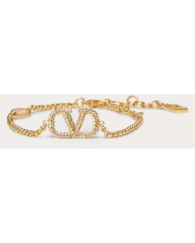 Valentino Garavani Vlogo Signature Bracelet In Metal And Swarovski® Crystals - Natural