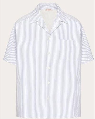 Valentino Cotton Bowling Shirt Laminated Onto Neoprene - White