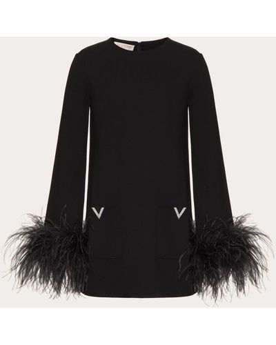 Valentino Stretched Viscose Jumper With Feathers - Black