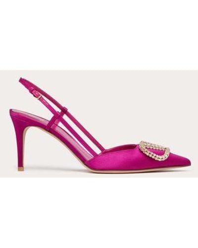 Valentino Garavani Vlogo Signature Satin Slingback Court Shoes 80mm - Pink
