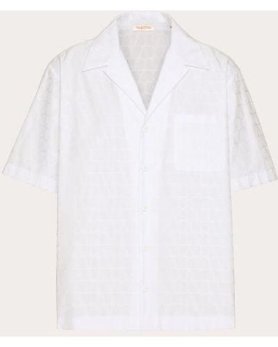 Valentino Toile Iconographe Pattern Cotton Poplin Bowling Shirt - White