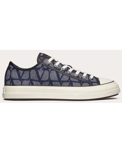 Valentino Garavani Denim-effect Jacquard Toile Iconographe Totaloop Low-top Trainer - Blue