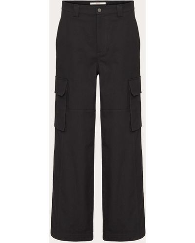 Valentino Stretch Cotton Canvas Cargo Trousers - Black