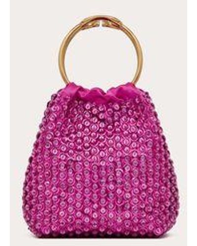 Valentino Garavani Small Carry Secrets Embroidered Bucket Bag - Pink