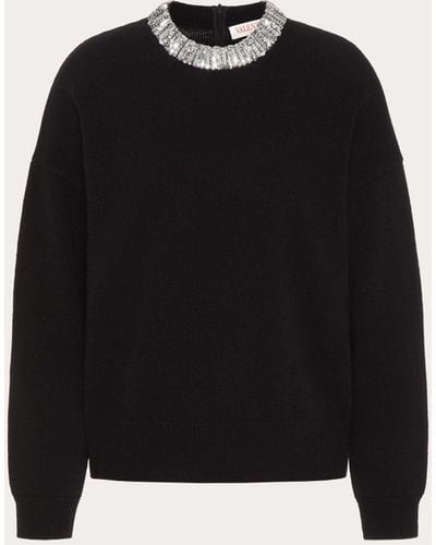 Valentino Embroidered Wool Sweater - Black