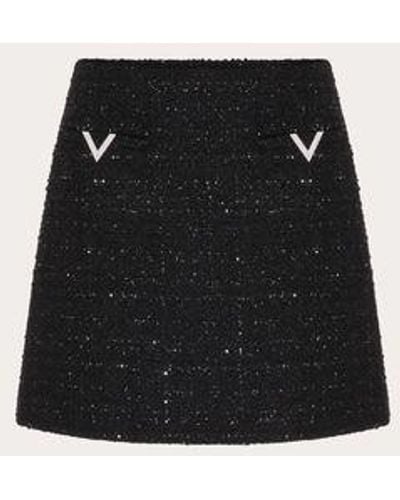 Valentino Glaze Tweed Skirt - Black