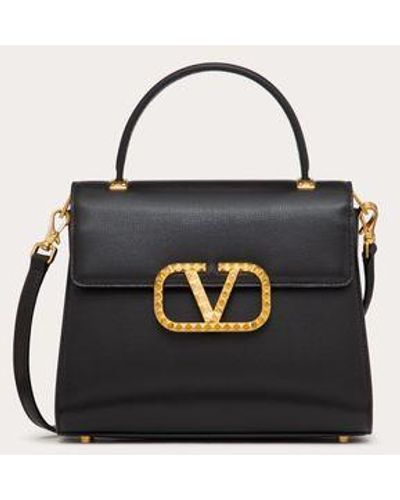 Valentino Garavani Rockstud Grainy Leather Handbag - Black