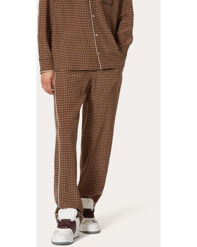 Valentino Pantalones De Pijama De Seda Con Estampado Ministud - Marrón