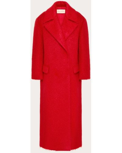 Valentino Uncoated Bouclé Coat - Red