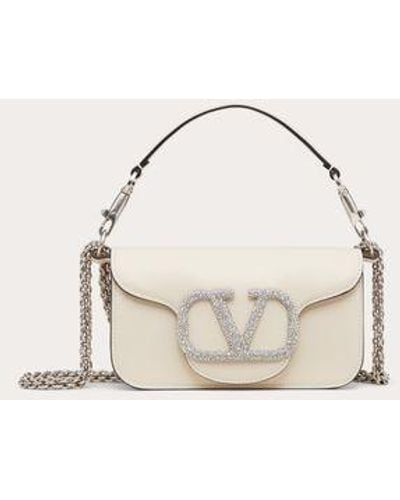 Locò Small Shoulder Bag With Jewel Logo for Woman in Light Ivory