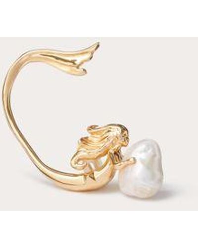 Valentino Garavani EINZELNER METAMORPHOS SIREN EARCUFF AUS METALL UND MIT PERLE - Natur