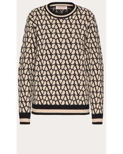 Valentino Toile Iconographe Jumper In Wool And Jacquard - White