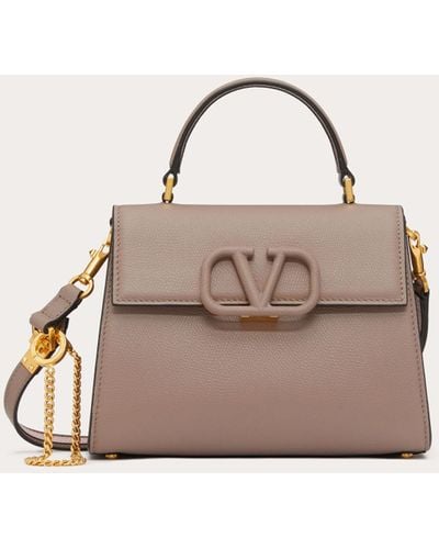 Valentino Garavani Small Vsling Grainy Calfskin Handbag - Natural