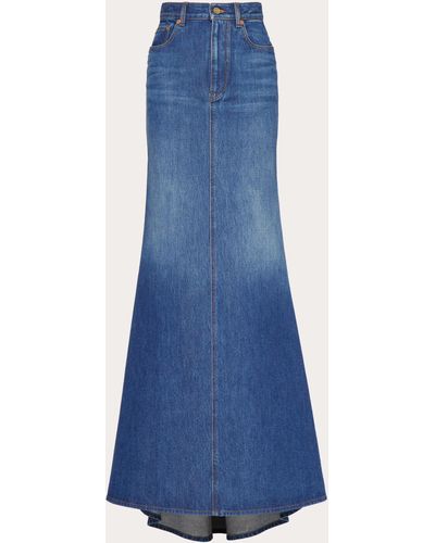 Valentino Long Denim Skirt - Blue