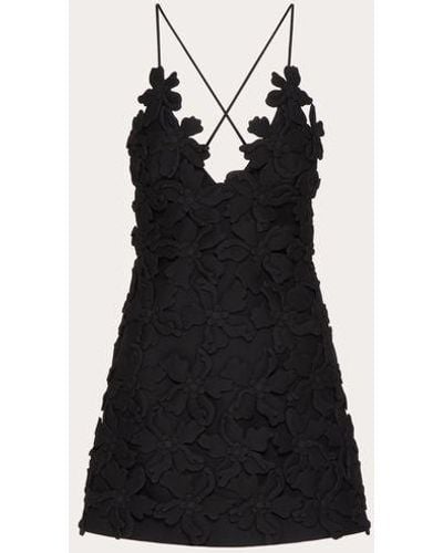 Valentino Embroidered Crepe Couture Short Dress - Black