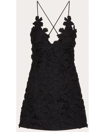 Valentino VESTIDO DE CREPE COUTURE CORTO Y BORDADO - Negro