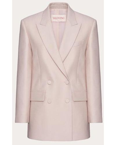 Valentino Textured Wool Silk Jacket - Pink