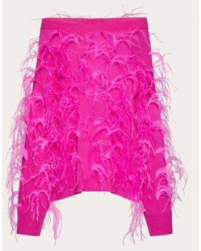Valentino Wool Jumper With Feather Embroidery - Pink