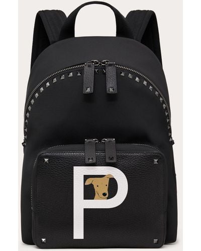 Valentino Garavani Rockstud Pet Customizable Backpack for Man in Black/white