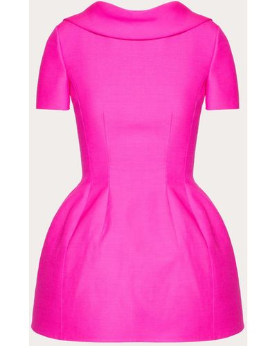 Valentino Crepe Couture Short Dress With Bow Detail - Pink