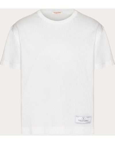 Valentino Cotton T-shirt With Maison Tailoring Label - Natural