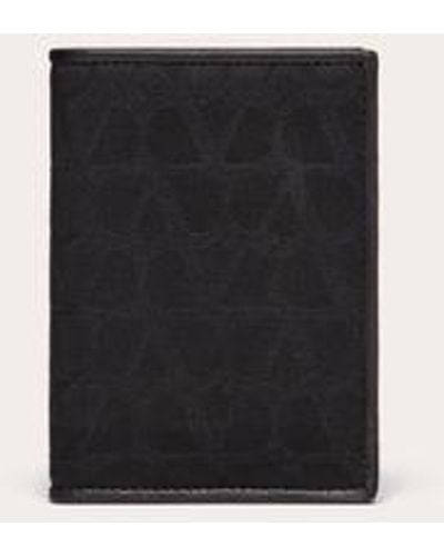 Valentino Garavani Toile Iconographe Wallet In Technical Fabric With Leather Details - White