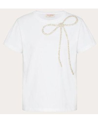 Valentino T-shirt in jersey ricamata - Neutro