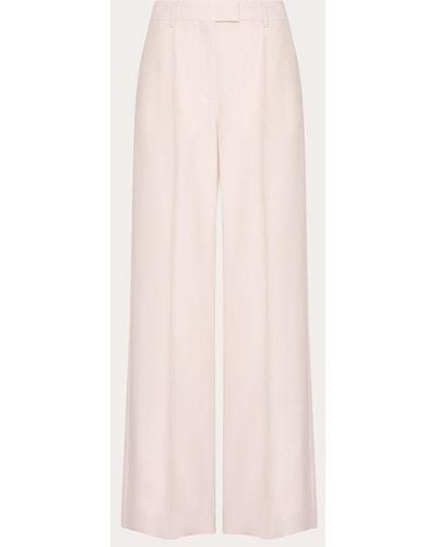 Valentino Textured Wool Silk Trousers - Pink