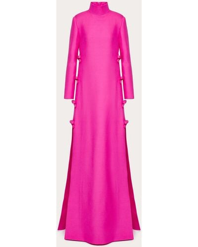 Valentino Crepe Couture Evening Dress With Bow Detail - Pink