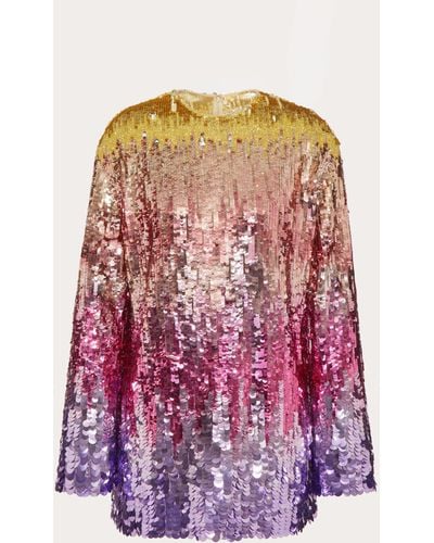 Valentino Tulle Illusione Embroidered Short Dress - Multicolor