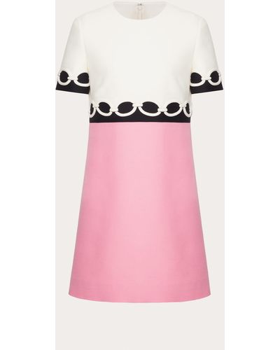 Valentino Embroidered Crepe Couture Short Dress - Pink