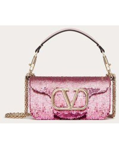 Valentino Garavani Locò Small Shoulder Bag With Gradient-effect Embroidery - Pink