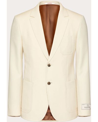 Valentino Single-breasted Wool Jacket With Maison Tailoring Label - Natural