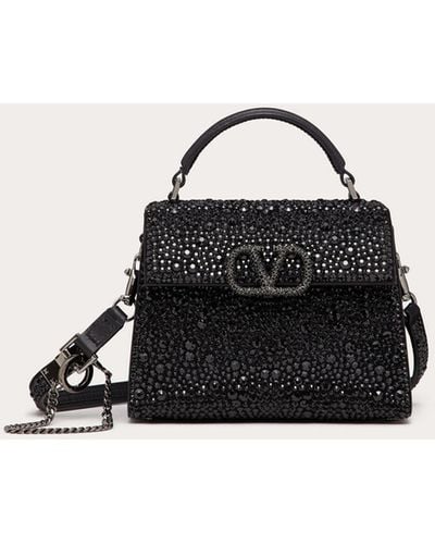 Valentino Garavani Mini Vsling Handbag With Sparkling Embroidery - Black
