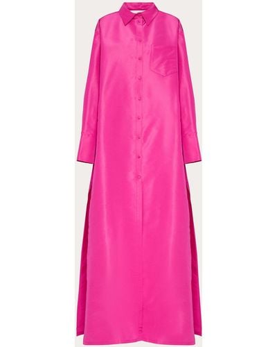 Valentino Faille Evening Shirt Dress - Pink
