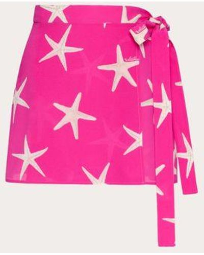 Valentino Starfish Crepe De Chine Skirt - Pink