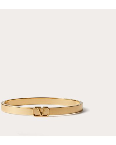 Valentino Garavani Mini Vlogo Signature Metal Bangle - Natural