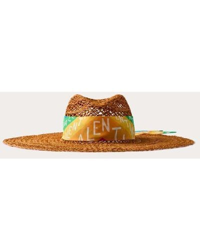 Valentino Garavani Escape Wide Brim Straw Hat With Silk Bandeau Scarf - Multicolour