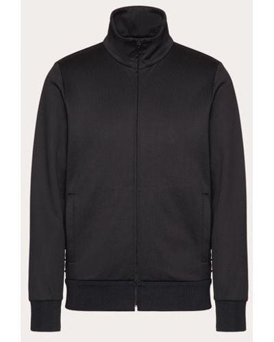 Valentino High Neck Acetate Sweatshirt With Zipper And Black Untitled Studs