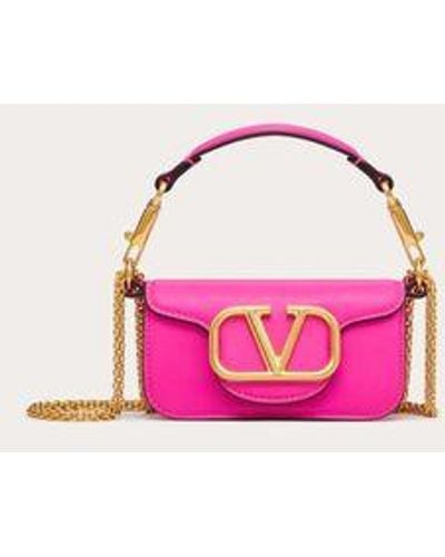 Valentino Garavani Borsa micro con catena locò in vitello - Rosa