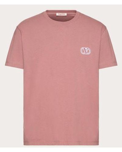 Valentino Cotton T-shirt With Vlogo Signature Patch - Pink