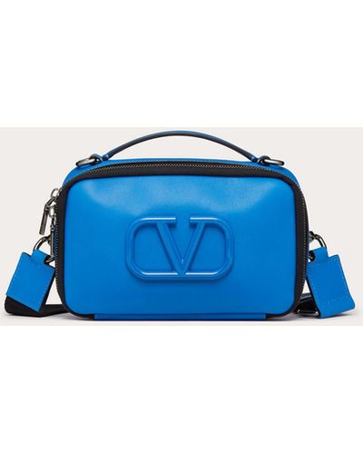 Valentino Garavani Crossbody Bag Lacquered Vlogo Signature Aus Leder - Blau