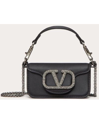 Valentino Garavani Locò Micro Bag In Calfskin Leather With Chain in Natural