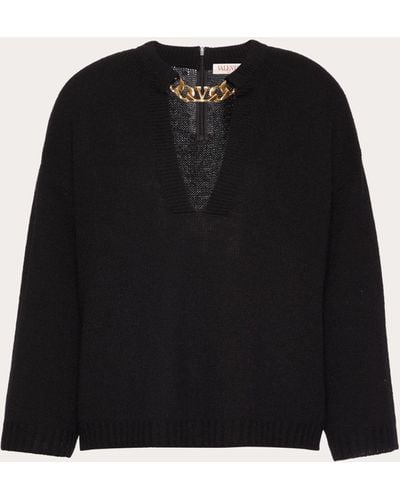 Valentino Vlogo Chain Cashmere Sweater - Black